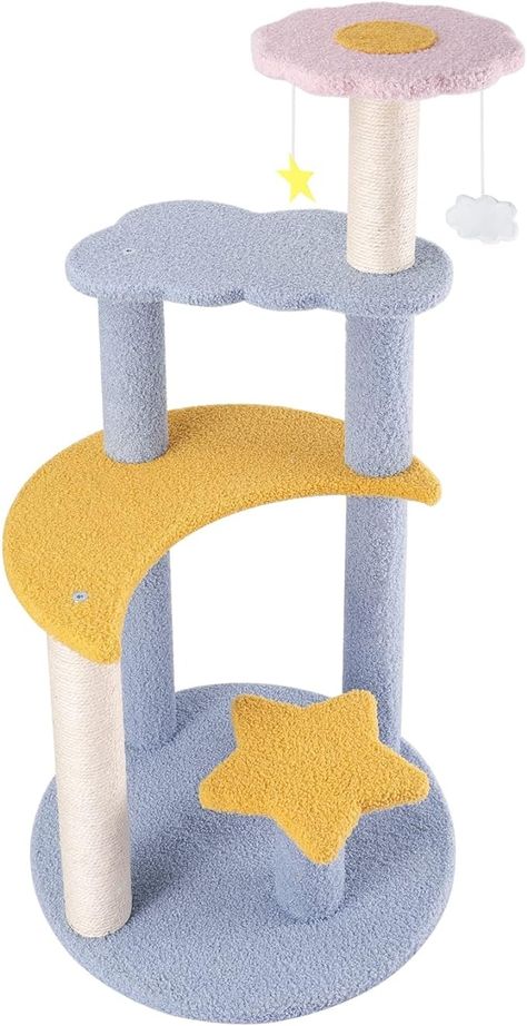 Amazon.com: Lucky Monet 32 Inches Blue Cat Activity Tree Cute Cat Kitten Tree Cat Climbing Tower with Scratching Post Moon Star Flower : Everything Else Small Cat Tree, Cat Stand, Cat Climbing Tower, Climbing Tower, Diy Cat Tree, Cat Towers, Tree Cat, Cat Activity, Cat Stands