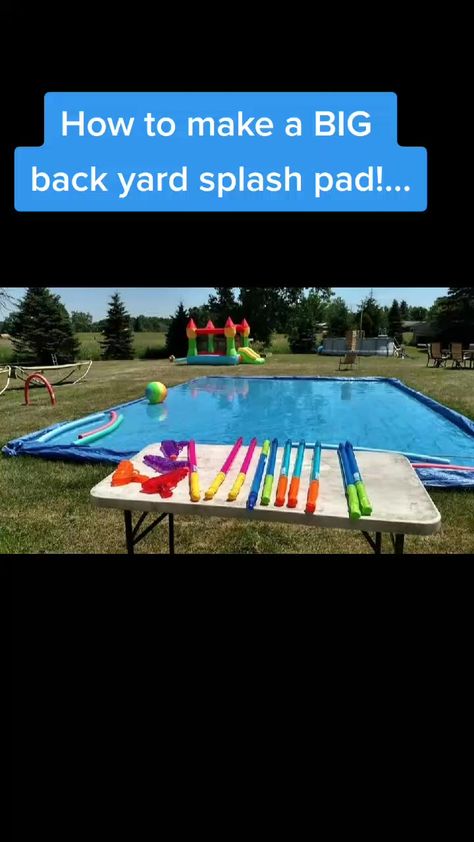 Kids Water Party, Diy Splash Pad, Summer Water Activities, Backyard Splash Pad, Backyard Water Parks, Water Birthday, Diy Yard Games, Outdoor Summer Activities, Splash Party