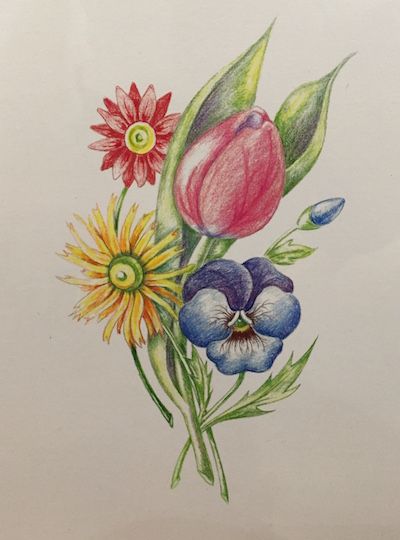 Drawing a Bouquet of Flowers with Colored Pencils – Main Avenue Galleria & School of Art Flowers With Colored Pencils, Flower Drawings With Color, Realistic Flower Drawing, Flower Bouquet Drawing, Colored Pencil Drawing Techniques, Paint House, Colored Pencil Drawings, Pencil Drawings Of Flowers, Color Pencil Sketch