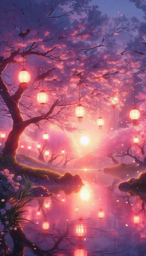 Lost in the serenity of the blossoming garden, where petals dance gently in the fading light of day. New beginnings await under the soft glow of cherry blossom dreams. #AnimeGarden #CherryBlossom #StudioGhibli #HayaoMiyazaki #AnimeBackgrounds #NatureWallpaper #KawaiiVibes #SpringVibes #4KResolution #AnimeStyle #ArtOfAnime #WallpaperGoals Find Your Peace, Blossom Wallpaper, Cherry Blossom Wallpaper, Aesthetic Wallpaper Iphone, Japanese Lanterns, Ghibli Artwork, Traditional Artwork, Pretty Landscapes, Pretty Drawings