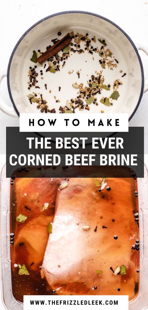 Looking for a flavorful and delicious way to prepare beef brisket? Try making your own corned beef using a homemade brine solution of water, salt, sugar, and spices. This classic dish is perfect for St. Patrick's Day or any time you want a hearty and satisfying meal. Check out our easy corned beef brine recipe and tips for cooking and serving this delicious dish. Pin this recipe and share it with your friends and family! Corn Beef Brine Recipe, Brine For Corned Beef Brisket, Brine For Brisket, Pickling Spice Recipe Corned Beef, Pastrami Brine Recipe, Corned Beef Brine Recipe, Beef Brine Recipe, Corned Beef Brine, Beef Brine