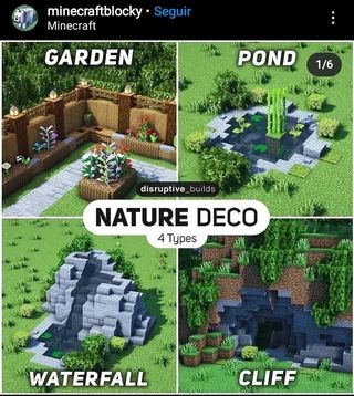 Minecraft Nature Builds, Minecraft Waterfall, Minecraft Pond, Minecraft Building Blueprints, Minecraft Garden, Rumah Minecraft Sederhana, Minecraft Structures, Minecraft Interior Design, Minecraft House Plans