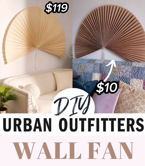 How To Make Boho Decor, Japandi Glam, Diy Home Decor Eclectic, Large Wall Fan Decor, Diy Boho Wall Painting, Large Wall Decor Diy, Diy Fan Headboard, Boho Fan Wall Decor, Diy Boho Ceiling Fan