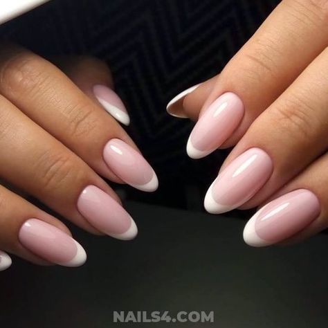 25+ Beautiful French Nail Art Designs For You / #french #nailart #nail #diynailart #cool #trendy #star My Easy Nail Style French Manicure Almond, French Manicure Gel, Types Of Nails Shapes, Black French Manicure, Almond Shaped Nails Designs, Gel Manicure Colors, Almond Nails French, Autumn 23, Gel French Manicure