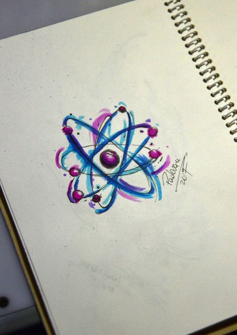 Atom Drawing, Atom Tattoo, Biology Ideas, Biology Drawing, Science Tattoo, Watercolor Bird Tattoo, Harry Potter Tattoos, Arrow Tattoo, Tattoo Sketch