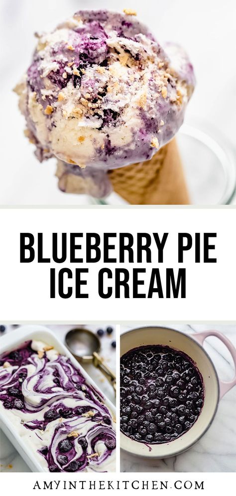 Homemade Ice Cream Recipes Machine, Ice Cream No Churn, Ice Cream Recipes Machine, Churn Ice Cream, Pie Ice Cream, Blueberry Ice Cream, Blueberry Pie Filling, Ice Cream Maker Recipes, Homemade Vanilla Ice Cream