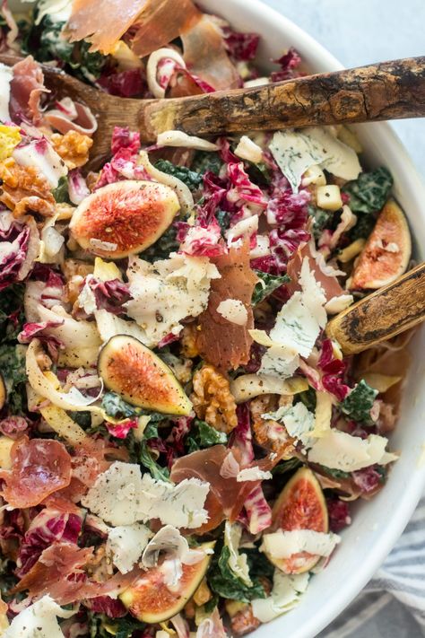 Fall Prosciutto Salad, Fresh Winter Salad, Gathering Snack Ideas, Giada Salad Dressing, January Salad Recipes, Crowd Pleaser Salads, Winter Steak Salad, Elevated Salad Recipes, Pizza Side Salad