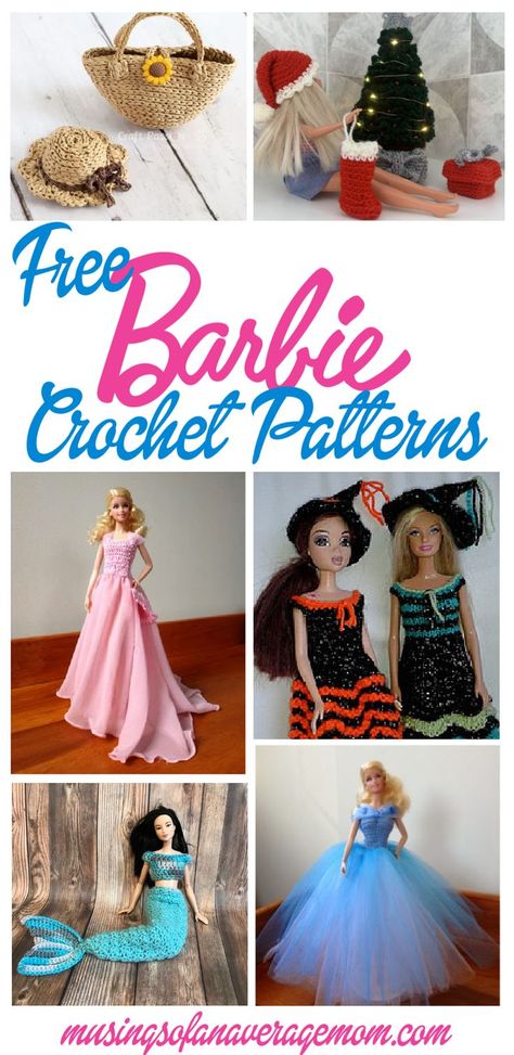 Crochet Barbie Top Free Pattern, Crochet Barbie Dresses Free Patterns, Free Crochet Patterns For Barbie Outfits, Crochet Barbie Dress Pattern, Crochet Barbie Doll Clothes Patterns, Free Crochet Patterns For Barbie Dolls, Crocheted Barbie Doll Clothes, Barbie Doll Crochet Clothes, Free Barbie Doll Crochet Patterns