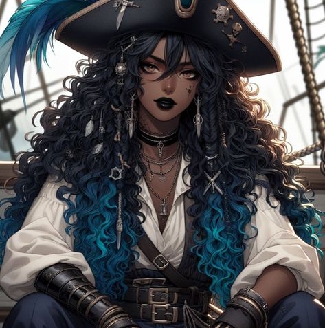 Black Woman Pirate, Pirate Girl Aesthetic, Pirate Girl Art, Pirate Oc Art, Black Character Design Female, Female Pirate Art, Pirate Character Art, Pirate Female, Pirate Drawing