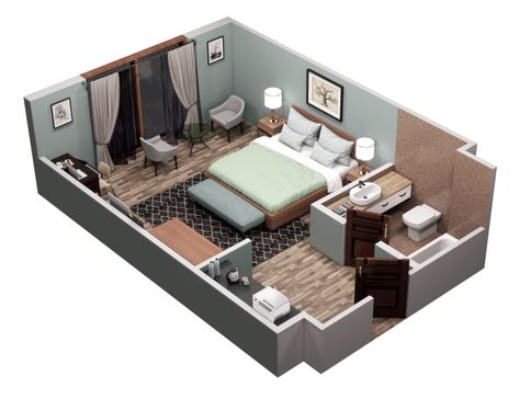 Hotel Room Design Plan, Hotel Bedroom Design, Hotel Floor Plan, Hostels Design, 3d Floor Plan, Hotel Floor, House Floor Design, Hotel Room Design, Sims House Design