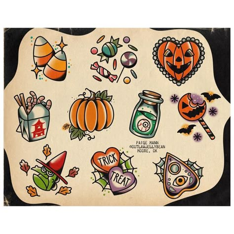 Halloween Tattoos American Traditional, Pumpkin Heart Tattoo, Traditional Tattoo Art Halloween, Pumpkin American Traditional Tattoo, Horror Movie American Traditional Tattoo, Vintage Halloween Tattoos For Women, Halloween Candy Tattoo Ideas, Pumpkin Tattoo Traditional, Autumn Theme Tattoo