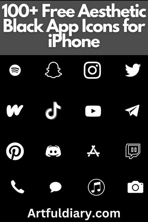 110  Free Aesthetic Black App Icons For Your iPhone - artfuldiary.com Black App Icons, Shortcut Icon, Black App, Free Aesthetic, Facebook App, Black Background Wallpaper, Aesthetic Black, Apple Store, Icon Pack