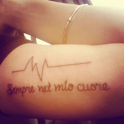 forever in my heart tattoo Italian Memorial Tattoos, Italy Inspired Tattoos For Women, Italian Sayings Tattoos, Tattoo Quotes Italian, Joey Tattoo, Memorial Tattoo Quotes, Italian Tattoos, Brother Tattoos, Simple Tattoos For Women