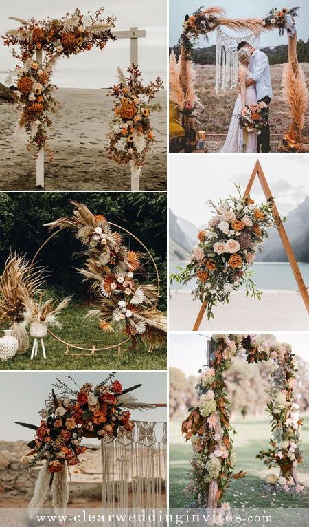 10 Rust Earthy Tone Fall Wedding Ideas Incl. Bridal Bouquets and Decor – Clear Wedding Invites Centerpieces Fall Wedding, Wedding Centerpieces Fall, Dream Reception, Reception Decorations Wedding, Diy Welding Projects, Fall Wedding Arches, Fall Wedding Color Schemes, Bridal Bouquet Fall, Outdoor Fall Wedding