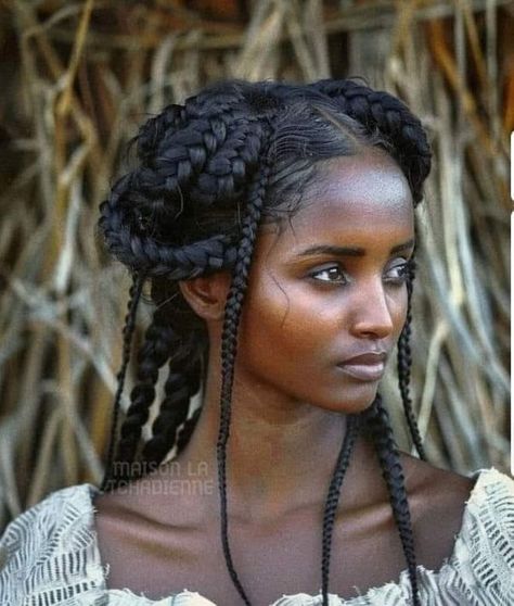 Flexi Africa Viking Hair Black Woman, Medieval Hairstyles Black Women, Intricate Braided Hairstyles Black, Ethiopia Hairstyle, Horn Braids, Fantasy Black Hairstyles, Trending Summer Hairstyles, Dnd Hairstyles, Egyptian Braids