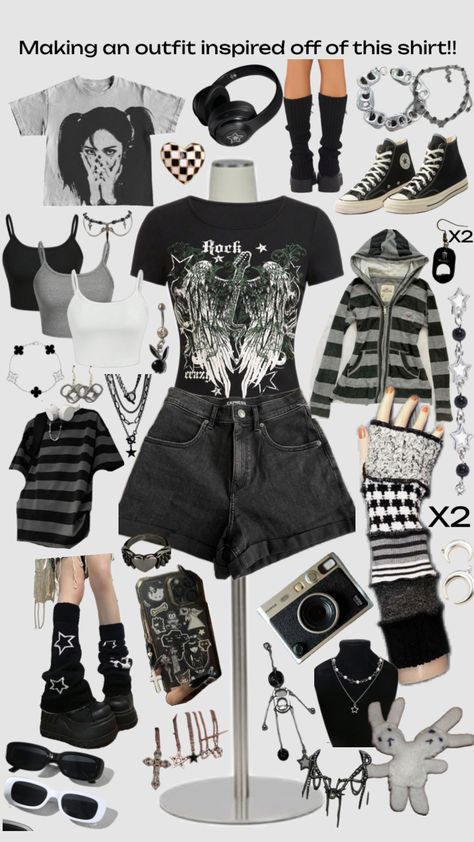 Punk Fits, Shifting Outfits, Emo Goth Outfits, Goth Shorts, Outfit Shorts, Alt Clothes, Emo Girl, Goth Outfits, Cat Theme