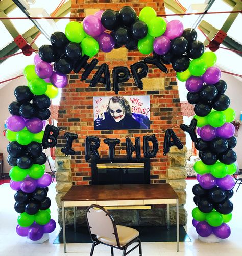 Joker Party Decorations, Joker Themed Birthday Party, Joker Theme Party Ideas, Joker Party Ideas, Joker Birthday Party Ideas, Joker Birthday Party, Joker Decorations, Joker Birthday, Joker Theme