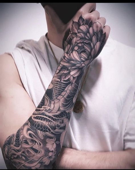 Japanese Flower Hand Tattoo, Lotus Hand Tattoo Men, Japanese Hand Tattoos For Men, Lotus Tattoo Hand, Japanese Rose Tattoo, Lotus Hand Tattoo, Hand Tattoo Men, Japanese Hand Tattoos, Hand Tatto