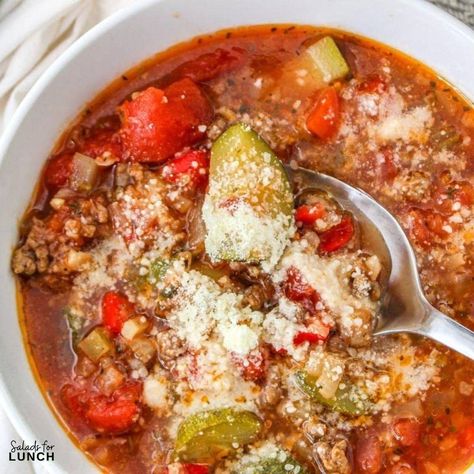 Slow Cooker, Low Carb Zucchini Soup Recipe Keto Zucchini Soup, Low Carb High Protein Slow Cooker Meals, Crockpot Zucchini Recipes, Low Carb Stew, Fall Soups Crockpot, Healthy Delicious Soups, Sausage Slow Cooker, Zucchini Soup Recipes, Crockpot Soups