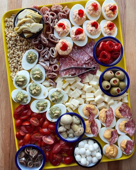 Antipasti Deviled Eggs - Duke's Mayonnaise Deviled Egg Recipes, Uncle Phil, Deviled Egg Recipe, Antipasti Platter, Deviled Egg Platter, Spicy Brown Mustard, Marinated Mushrooms, Egg Recipe, Deviled Eggs Recipe