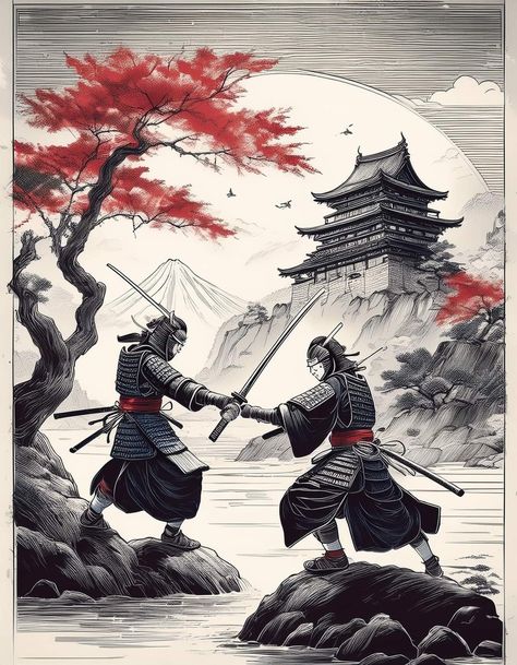 Samurai And Dragon, Ronin Samurai, Samurai Illustration, Japanese Art Samurai, Samurai Tattoo Design, Samurai Wallpaper, Samurai Artwork, Samurai Tattoo, Warrior Spirit