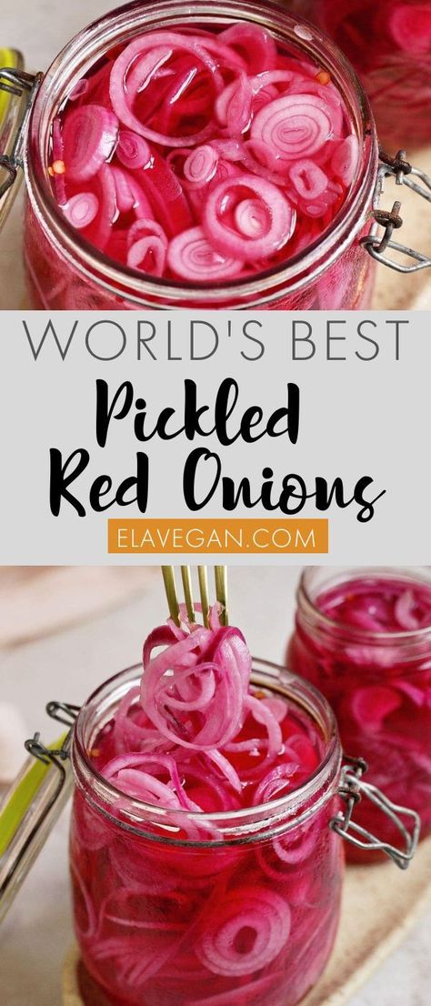 Best Pickled Red Onion Recipe, Pickled Vegetables Recipe, Condiments Recipes, Red Onion Recipes, Quick Pickled Red Onions, Pickle Recipes, Baking Techniques, Quick Pickled, Homemade Ideas