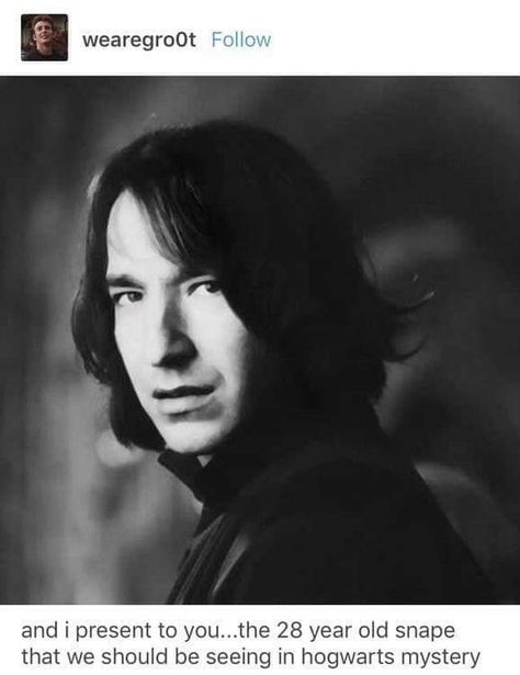 Young Snape | Omfg photoshopping Snape hair on a picture of twenty-something Alan is GENIUS Snape Hair, Young Snape, Professor Severus Snape, Alan Rickman Severus Snape, Severus Rogue, Professor Snape, Images Harry Potter, Albus Dumbledore, Alan Rickman