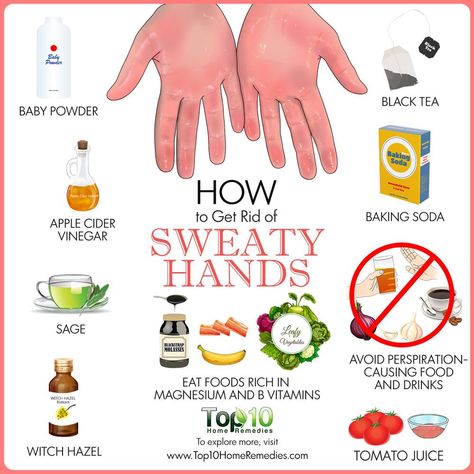 How to get rid of sweaty hands Sweaty Hands Remedy, Clammy Hands, Best Cough Remedy, Hand Sweating, Sweaty Palms, Stop Sweating, Top 10 Home Remedies, Sweaty Hands, Baking Soda Vinegar