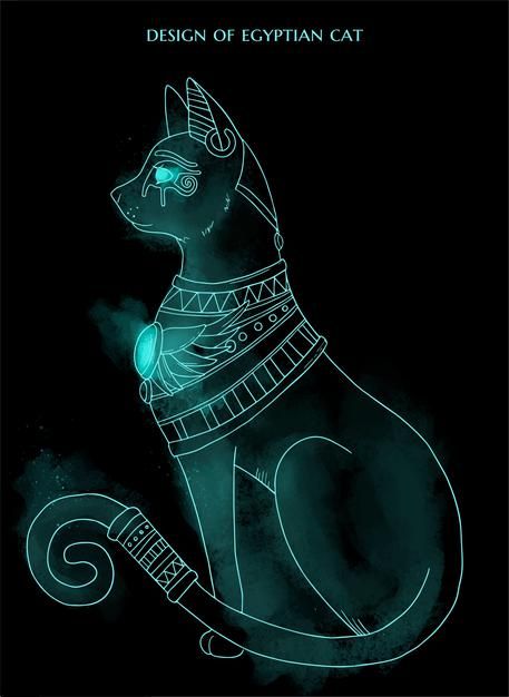 Egyptian Cat Art, Cat On Black Background, Bastet Tattoo, Egyptian Cat Tattoos, Cats In Ancient Egypt, Egypt Cat, Egyptian Cat Goddess, Egypt Concept Art, Egyptian Cat