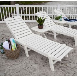 POLYWOOD Nautical Armless Chaise Lounge Plastic Lumber, Chaise Chair, Chaise Lounger, Patio Chaise Lounge, Outdoor Comfort, Patio Lounge Chairs, Chaise Lounges, Outdoor Chaise, Outdoor Chaise Lounge