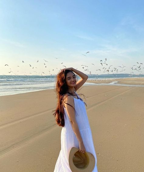 Goa Aesthetics, Beach Dress Photoshoot, Be A Good Human, Couples Beach Photography, Beach Photo Inspiration, Beach Poses By Yourself Photo Ideas, Good Human, Beach Poses By Yourself, Anushka Sen