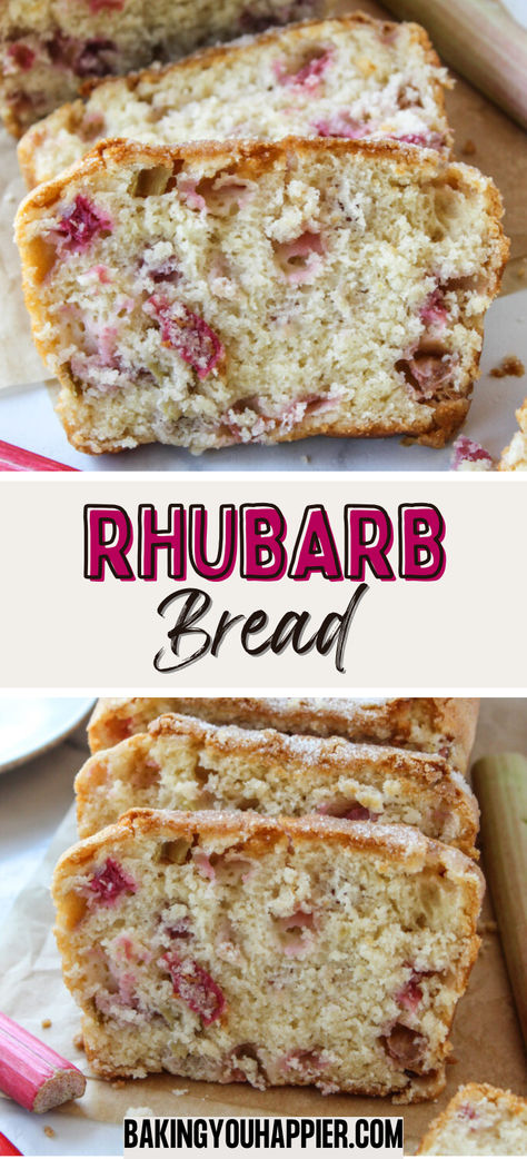 Rhubarb Sweet Bread, Small Batch Rhubarb Recipes, Rhubarb Bread With Streusel Topping, Rhubarb Bread Recipes, Strawberry Rhubarb Bread Recipes, What To Make With Rhubarb, Rhubarb Bread Recipe Sour Cream, Rhubarb Biscuits, Rhubarb Loaf Recipes