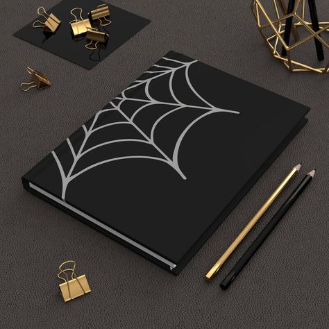 AfroditdesignBooks - Etsy Black Notebook Cover Design, Halloween Themed Gifts, Black Notebook, Black Journals, Halloween Writing, Front Page Design, Shop Inspiration, Spooky Gifts, Everyday Journaling