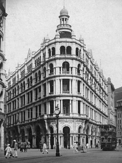 Alexandra Building, Hong Kong, 1920's History Of Hong Kong, Central Hong Kong, Queen Alexandra, Modern Metropolis, Electric Company, First Generation, History Pictures, Old Building, Clock Tower