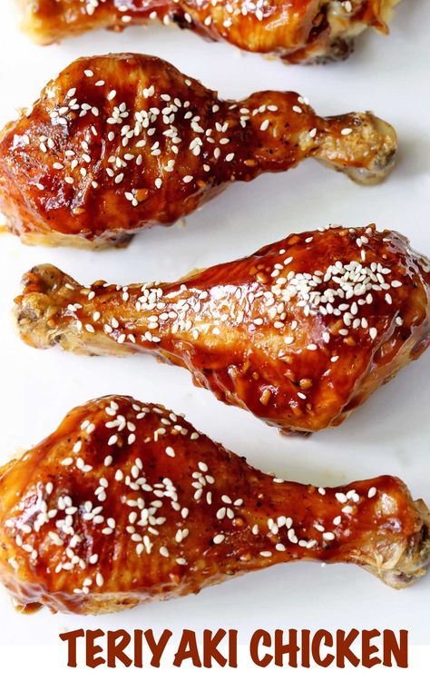 Drummies Recipes, Teriyaki Chicken Drumsticks, Teriyaki Drumsticks, Chicken Drumstick Marinade, Honey Teriyaki Chicken, Teriyaki Chicken Recipe, Baked Teriyaki Chicken, Low Calorie Chicken, Easy Teriyaki Chicken