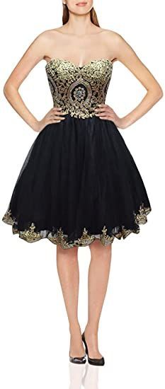 Black And Gold Dama Dresses, Black Tulle Dress Short, Black And Gold Dress Short, Gold Dama Dresses, Quinceanera Dresses Damas, Quinceanera Dresses Short, Masquerade Attire, Surprise Dance Outfits, Black And Gold Dresses