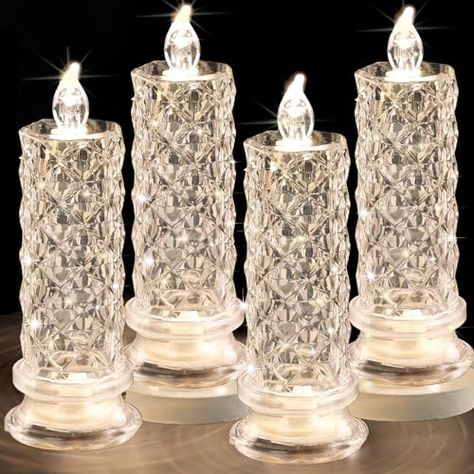 Led Candles Wedding, Christmas Decorations White, Pillar Candles Wedding, Rose Shadow, Faux Candles, Fake Candles, Battery Candles, Candle Wedding Decor, Led Pillar Candle