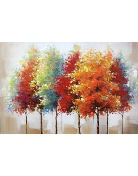 Colorful Forest Ⅰ Fall Canvas Painting, Abstract Tree Painting, Fall Canvas, Canvas Painting Tutorials, 수채화 그림, Abstract Tree, Colorful Trees, Simple Acrylic Paintings, Beginner Painting