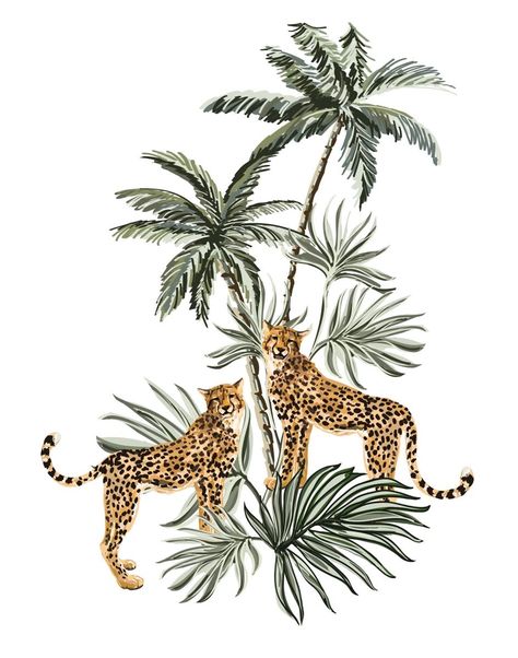 Leopard Pictures, Leopard Art, Jungle Wallpaper, Soyut Sanat Tabloları, Illustration Vintage, Leopards, Artist Canvas, Poster Size, Vintage Illustration