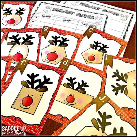 Fact Family Christmas Tree, Reindeer Shapes, December Centers, Christmas Math Activities, Shapes Kindergarten, Almost Christmas, Classroom Christmas, Christmas Kindergarten, Christmas Math