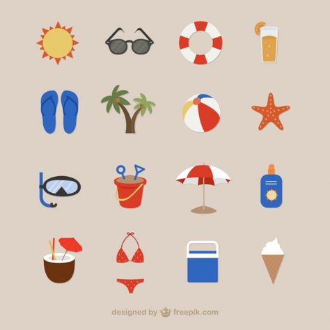 Beach Layout Design, Holiday Illustrations Summer, Summer Graphic Design Illustration, Summer Illust, Summer Holiday Aesthetic, Beach Elements, Label Text, Sunglasses Art, Summer Elements