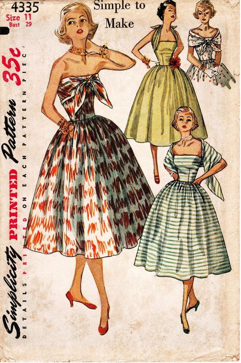 SZ 11/bust 29 Vintage 1950s Dress Pattern Simplicity - Etsy Dress Pattern Simplicity, 1950s Dress Patterns, Sewing Designs, Party Dress Patterns, Simplicity Patterns Dresses, Vintage 1950s Dress, Wedding Dress Patterns, Vintage Dress Patterns, Dress Making Patterns