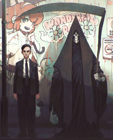 Wonderful Day, Alexis Rives on ArtStation at https://www.artstation.com/artwork/xxD4m?utm_campaign=digest Urban Fantasy Writing, Dark Artwork, Grim Reaper, Urban Fantasy, 판타지 아트, What’s Going On, Animation Art, Digital Painting, Digital Illustration