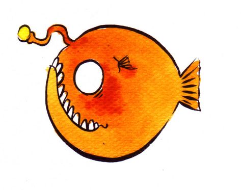 Angler Fish Art, Drawing Cute Cartoon, Fish Doodle, Fish Cartoon, Fish Clipart, Fish Drawing, Cartoon Fish, Angler Fish, Fish Drawings