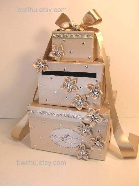 Champagne Wedding Card Box Gift Card Box Money Box Holder-Customize your color. $115.00, via Etsy. Diy Card Box, Card Box Holder, Champagne Gift, Stony Brook, Wedding Card Box, Gift Card Boxes, Wedding Money, Wedding Gift Boxes, Money Cards