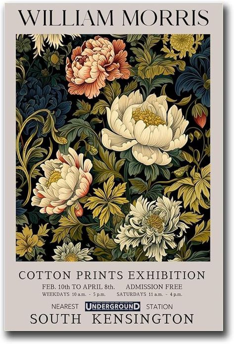 Canvas Art Prints William Morris Print William Morris Print Exhibition William Morris Floral Poster William Morris Print Vintage Floral Art Bathroom and Toilet Washroom Wall Decoration 12x18inch wood : Amazon.ca: Home William Morris Interior, William Morris Prints, Vintage Floral Art, Print Exhibition, William Morris Patterns, Morris Print, Kitchen Artwork, William Morris Art, William Morris Designs