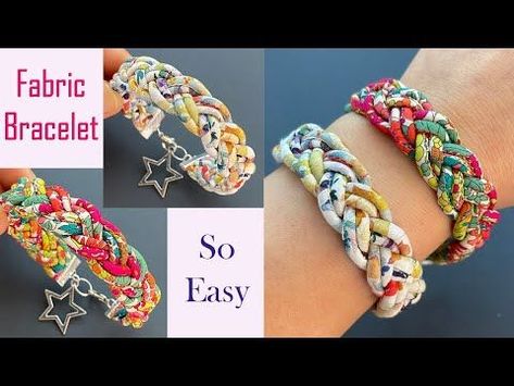 Fabric Wrapped Bracelets Diy, Silk Cord Bracelet Diy, Fabric Jewelry Tutorial, Diy Textile Art, Macrame Wristband, Fabric Necklace Diy, Fabric Cuff Bracelets Diy, Fabric Braid, Fabric Bracelets Diy