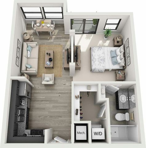 Pin by akixia on 間取り | House floor design, Small apartment floor plans, Small apartment design Small Apartment Floor Plans, Small Apartment Layout, Small Apartment Plans, Apartemen Studio, 2d Floor Plan, Studio Floor Plans, 3d Floor Plans, Apartment Floor Plan, Building A Container Home