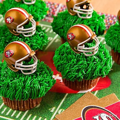 Super Bowl Sunday Ideas and Recipes - 49er Party, Football Party Desserts, 49ers Birthday Party, 49ers Birthday, 49ers Party, Superbowl Party Ideas, Sf Niners, Super Bowl Ideas, Football Cupcakes