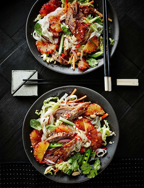 Bust the "salads are boring" myth and try this vibrant Vietnamese-style crispy duck salad with blood oranges and a punchy dressing. Crispy Duck Salad, Asian Duck Salad, Duck Salad, Smashed Cucumber, Smashed Cucumber Salad, Crispy Duck, Vietnamese Style, Orange Season, Cucumber Recipes Salad